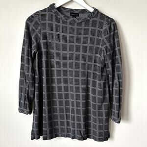 J. Jill Wearever Collection Blouse Size XS Windowpane Jacquard Knit Sweater